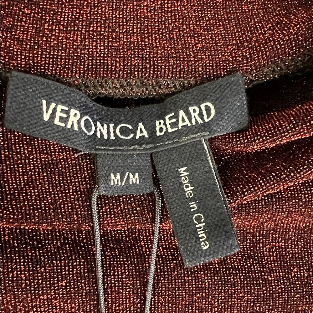 Veronica Beard Mylie Top Ruched Mock Neck Long Sleeve Top Size M In Crimson Red - Picture 14 of 15